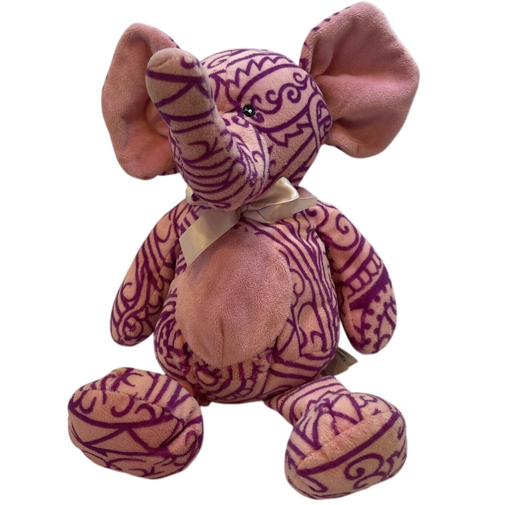 Fiesta Pick Me Elephant Flowers Plush‎ 15" Pink White Stuffed Animal Soft Toy